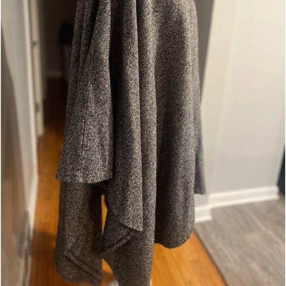 Vintage Poncho Cowl Neck Black Gray White Tweed One Size Fits Most - Picture 2 of 4